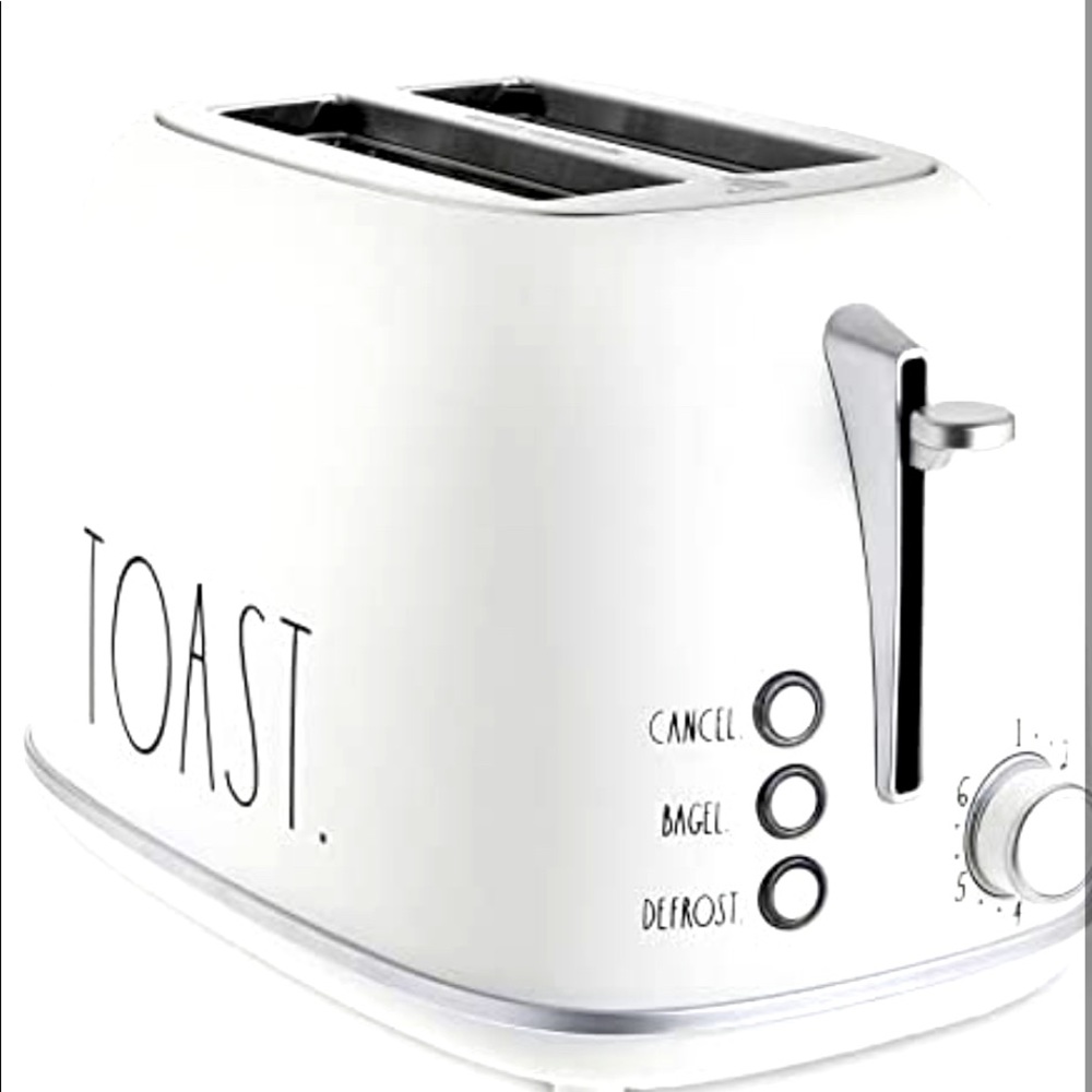 Rae Dunn Toaster White Steel Defrost Cancel 6 Browning Levels Gift Holiday NWOT